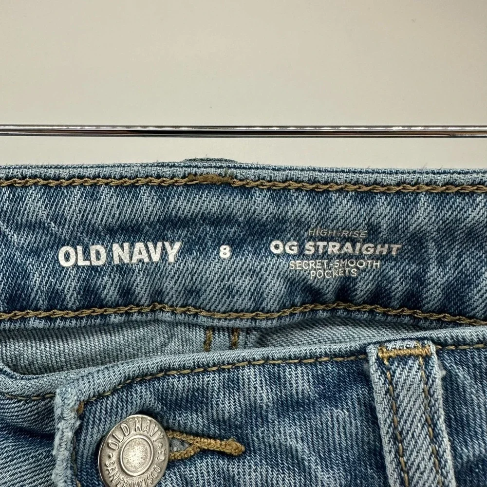 Old Navy Jeans Womens 8‎ Blue High Rise OG Straight Leg Secret Smooth Pockets